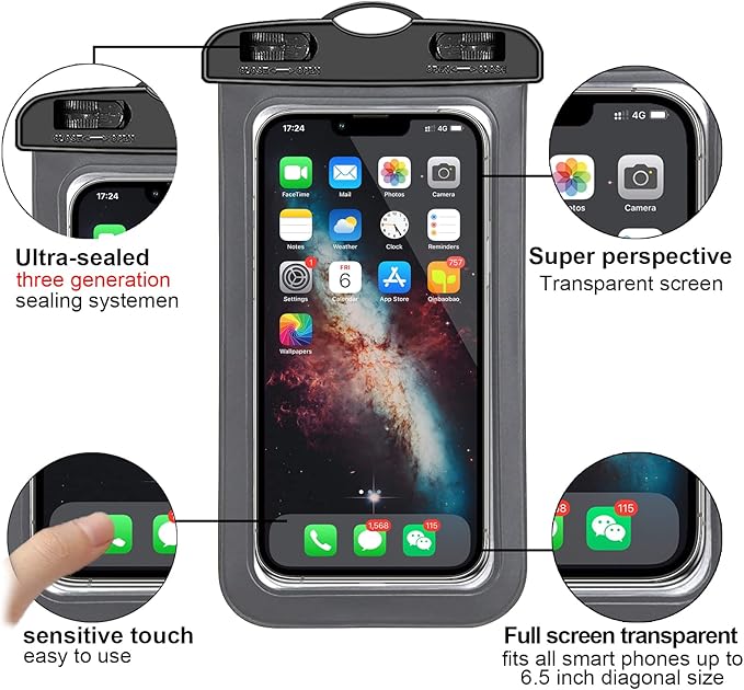 10 Pack Universal Waterproof Phone Pouch, Large Phone Waterproof Case Dry Bag IPX8 Outdoor Sports for Apple iPhone 17 16 15 14 13 12 11 Pro Max Plus SE, Samsung Galaxy S25 Ultra,Note,Up to 8.3"