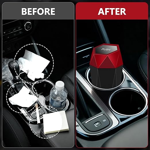 Car Trash Can with Lid - 1-Pack, Interior Accessories for Vehicles, Leakproof Garbage Can with 30 Detachable Trash Bags, Multipurpose Organizers and Storage Solutions for Home and Office