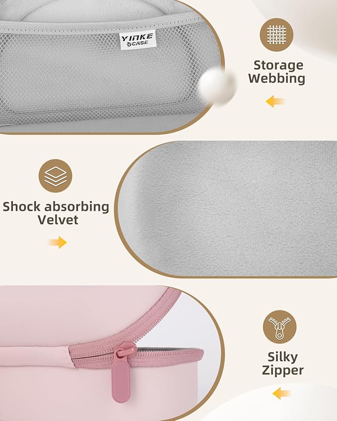 Hard Case for Beats Solo 4/Solo 3/Studio Pro/Studio3 On-Ear Headphones, Universal Portable Travel Organizer Bag with Honeycomb Lid Protection (Pink)