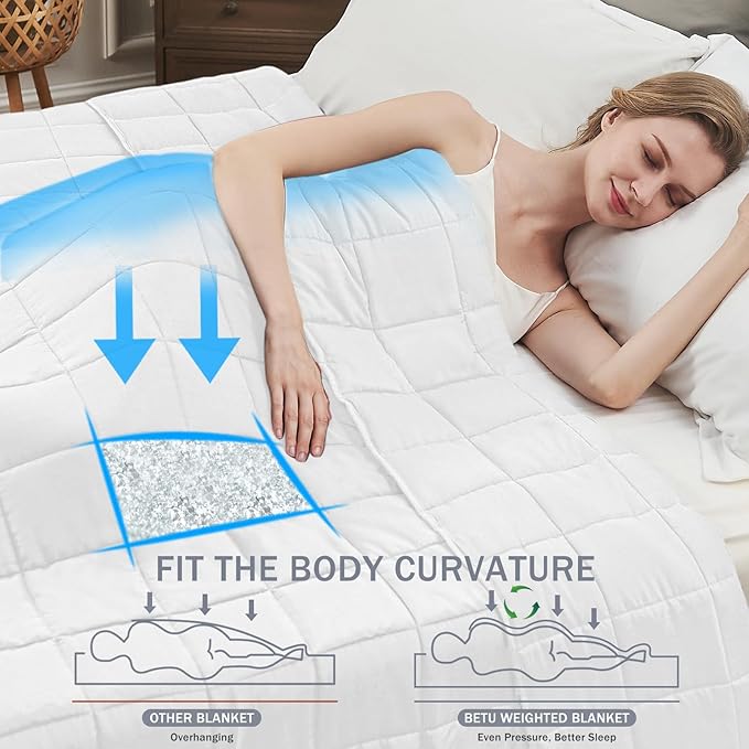 White Weighted Blanket for Adults 12lbs, 48"x72", Twin Full Size Cooling Heavy Throw Blanket for 110-130lbs, Microfiber Soft Thick Big Blankets Weighted Comforter Gifts for Sleeping