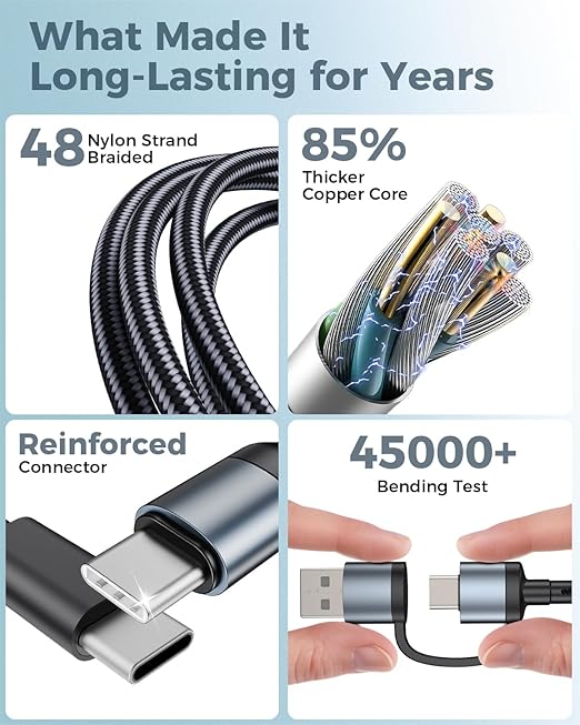 5FT Travel Essentials for Apple Watch Charger,Multi Charging Cable for iPhone 17,iWatch Charger USB C Cord,Car Cruise RV Camping Essentials 2026 for iWatch Ultra/11&iPhone 16/15, Xbox One Cables