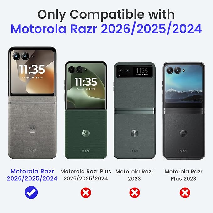 Magnetic for Motorola Razr 2026/2025/2024 Case with Screen Protector[Anti-Scratch][Compatible with MagSafe] Hinge Protection Full Body Shockproof Phone Case for Moto Razr 2026/2025/2024 (Blue)
