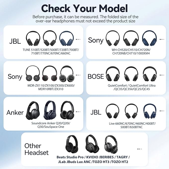 Inesore Headphone Case Compatible with JBL Tune & Live/Sony WH-CH520 510 720/ Sony MDR-ZX/Bose QuietComfort/JLab/BERIBES/TOZO/KVIDIO/SoundCore,Headset Carrying Storage Bag Headphone Pouch, Pink