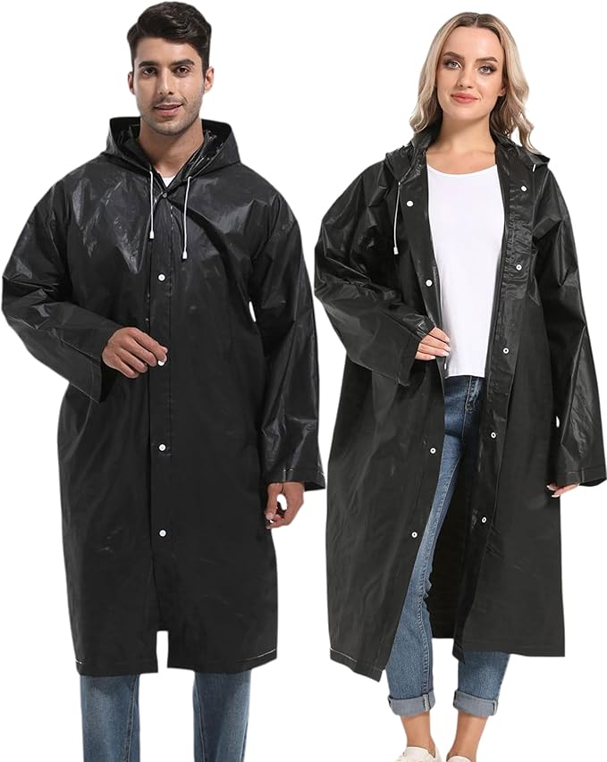 2PCS Rain Ponchos for Adults Reusable Rain Coats for Adults Rain Jackets Raincoats for Men Women