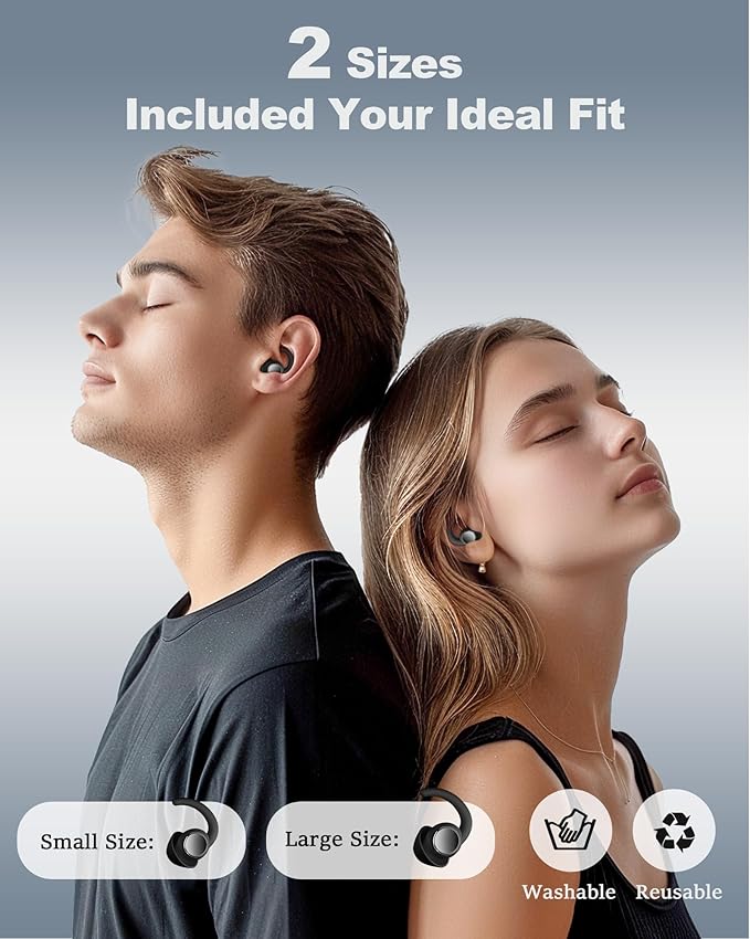 Ear Plugs for Sleeping - Noise Reduction Soft Silicone Earplugs, 2 Pairs Reusable Hearing Protection Earplugs for Noise Sensitivity, Sleep,Travel,Sound Reduction Noise Cancelling - (Black & Silver)