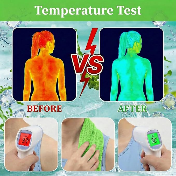 Premium PVA Cooling Towels for Neck and Face,4pcs 33"*12.7" Cooling Neck Wraps with Textured Dot Surface for Summer Heat,Cool Rags for Hot Weather, Cold Scarf for Gym Yoga Run (Green)