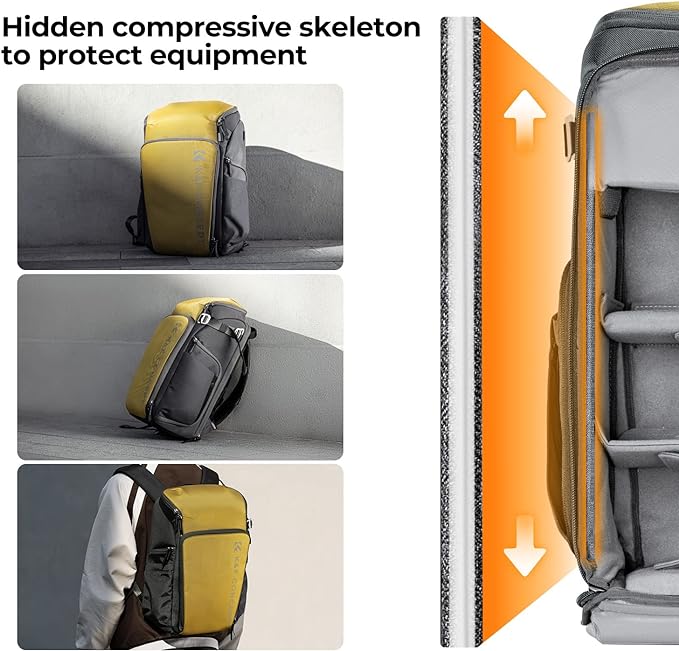 K&F CONCEPT Professional Camera bag Backpack 25L Large Capacity Camera Case with Raincover 15.6 Inch Laptop Compartment Compatible with Canon/Nikon/Sony/DJI Mavic Drone Travel Camera Backpack