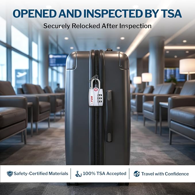 Forge Open Alert TSA Approved Luggage Locks - 3 Digit Combination, Easy Read Dials, Zinc Alloy Body - Ideal Travel Lock for Luggage, Suitcases, Bags & Toolboxes (Silver 2 Locks)