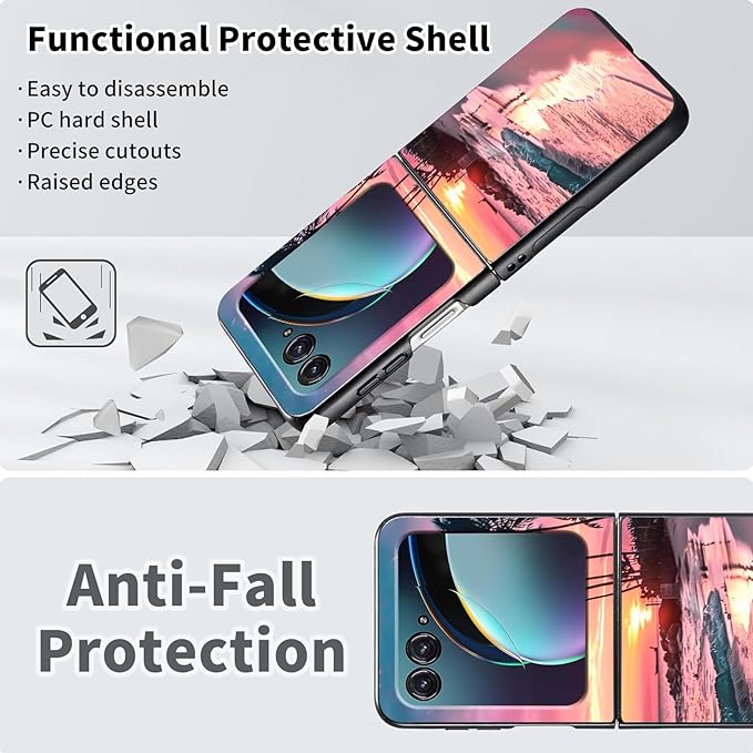 for Motorola Razr 2025 Case,for Moto Razr 60 Phone Case Cute Slim Hard PC Ultra-Thin Anti-Scratches Shockproof Protective Phone Cover,See Beach Sunset