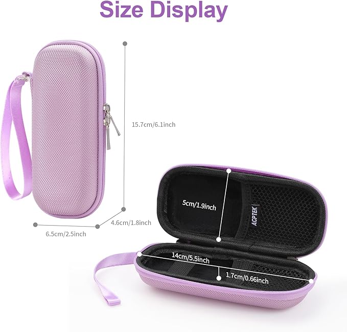 AGPTEK Carrying Case, EVA Zipper Carrying Hard Case Cover for Digital Voice Recorders, MP3 Players, Storage Holder for 3D Printing Pen, USB Cable, Earphones, Memory Cards, U Disk, Purple