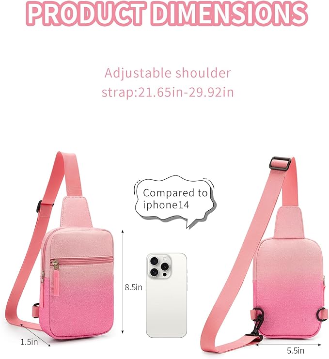 Birthday Gifts for 8 9 10 11 12 Year Old Teens Girls Kids, Fanny Pack Crossbody Bag Sling Belt Bags Purse, Dorm Travel Essentials for Girls Fashion, Preppy Tween Teen Girl Gift Trendy Stuff