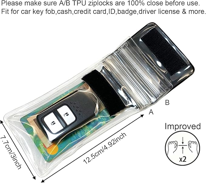 DRIPAC Waterproof Car Key FOB Case Waterproof Wallet Waterproof Holder Pouch For Key ID Badge Credit Card Money（White）
