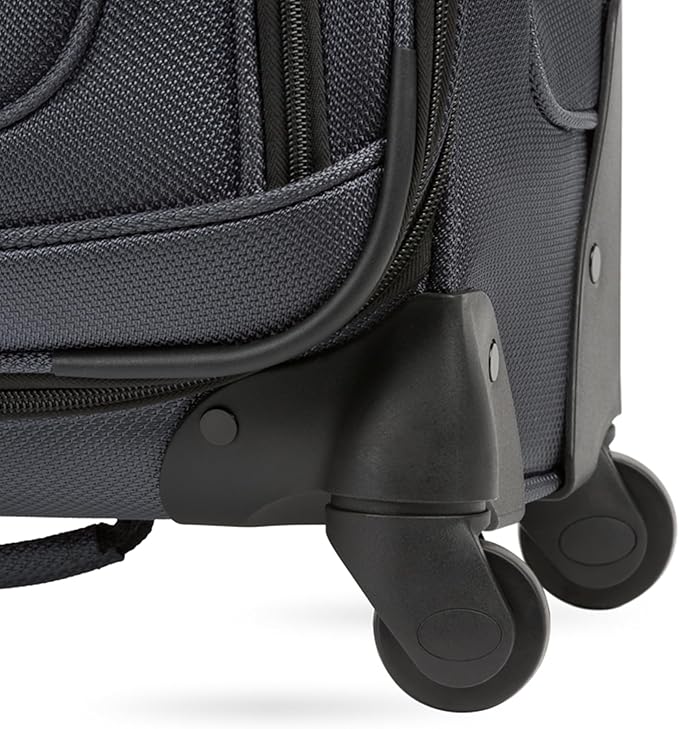 SWISSGEAR Sion Softside Expandable Spinner Luggage Durable Lightweight Travel Suitcase, Dark Grey, Carry-On