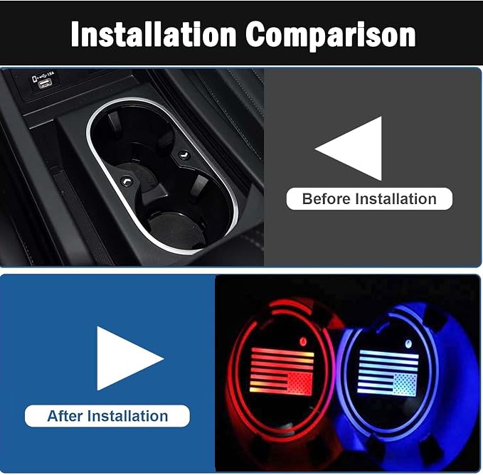 2PCS LED Car Cup Holder Lights, Light up Car Coasters for Cup Holders 7 Color-Changing Light Up Cup Holder Insert Coasters, Waterproof Car Accessories for Teens, Car Gifts for Men & Women