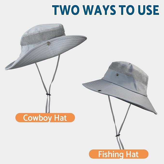 PFFY Sun Hats for Men Women Wide Brim Bucket Hat UPF 50+ Outdoor Beach Hiking Fishing Hat