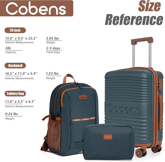 Carry-on Luggage 22x14x9 Airline Approved, Suitcases with Wheels Hardshell， Lightweight Luggage Set with TSA Lock， 20Inch Black Carry-on Suitcase