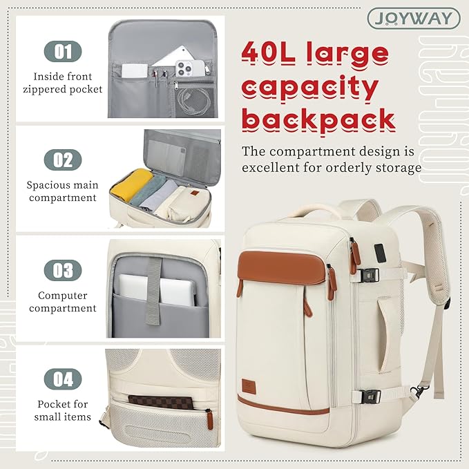 Joyway Expandable Carry on Luggage Sets Airline Approved Luggage Sets 3 Piece,Suitcases with Wheels, Lightweight ABS Hard Shell 20 Inch Suitcase with TSA Lock Spinner Wheels (Carry on luggage，White)