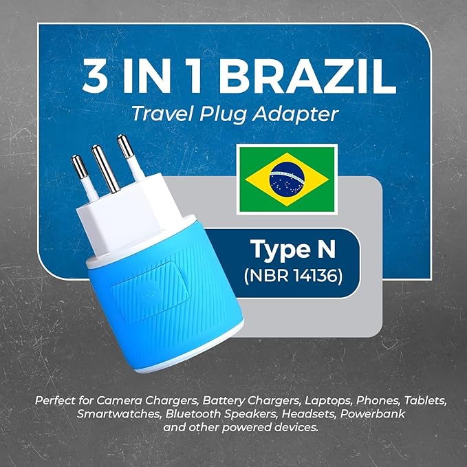 OREI Brazil Travel Plug Adapter with Dual USB - USA Input - Type N (U2U-11C), Will Work with Cell Phones, Camera, Laptop, Tablets, iPad, iPhone and More