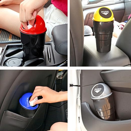 Small Automotive Cup Holder Garbage Can (Gray-2pcs)