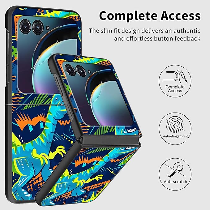 for Motorola Moto Razr Plus 2024 Case,for Moto Razr 50 Ultra Case Cute Slim Hard PC Thin Anti-Scratches Shockproof Protective Phone Cover for Motorola 50 Ultra,Blue Cartoon Dinosaur