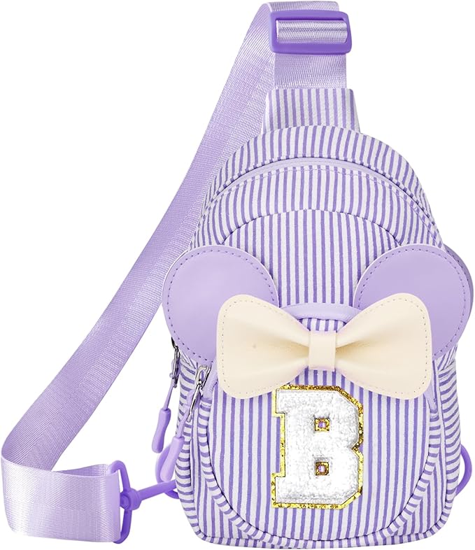 Girl's Initial Crossbody Sling Bag, Small Toddler Fanny Pack For Girl Kid, Girls Purses For Birthday Gifts For 3 4 5 6 7 8 Years Old
