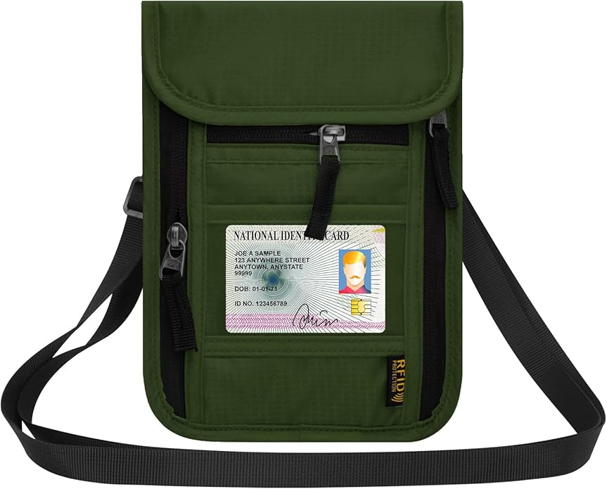 HOTEMIA Neck Wallet for Travel,Passport Holder Neck Pouch for Men Women with Adjustable Neck Strap and RFID Blocking