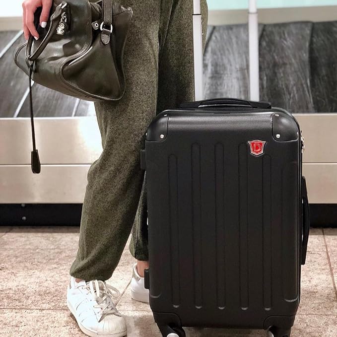 DUKAP INTELY Luggage with Integrated USB Port and Spinner Wheel | Spacious Travel Suitcase with TSA Lock and Ergonomic GEL Handle | 20 Inch Hardside Carry-On Luggage | Black