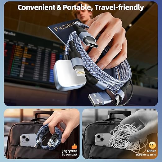 Travel Essentials Multi Charging Cable for iWatch Charger, 3in2 USB C Cable Multiple Charger Cord, USB Cord Car CarPlay Cable Compatible with iWatch Ultra/SE/10-1/iPhone 17-11/Galaxy S25-22, 5FT