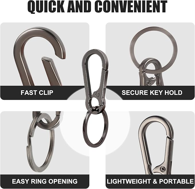 4Pcs Keychain for Car Keys, Metal Key Chain Carabiner for Keys, Key Chain Holder Clip Key Organizer Key Ring