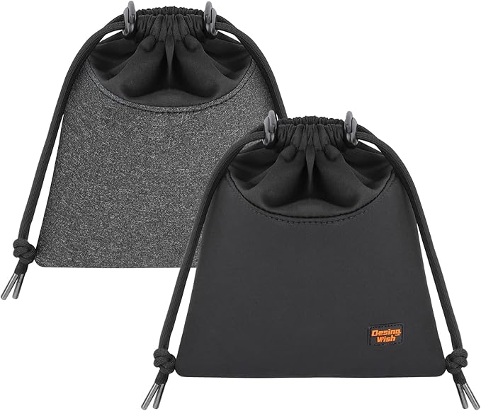Headphone Storage Bag, 2 Pack Lightweight Headphone Carrying Pouches Headset Case Bag Travel Pouch for Headsets Overhead Headphones Neckband Earbuds (Large Black, Large Grey)