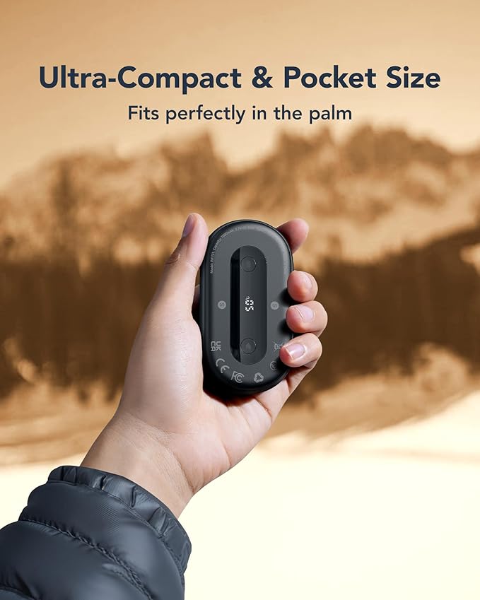 Hand Warmers Rechargeable 2 Pack, Magnetic Alloy Handwarmer 7000 mAh Reusable, Instant Heating UP to 131°F, 15 Hours Long Lasting Palm Pocket Heater, Gifts Packing for Skiing,Hunting,Camping,Golf