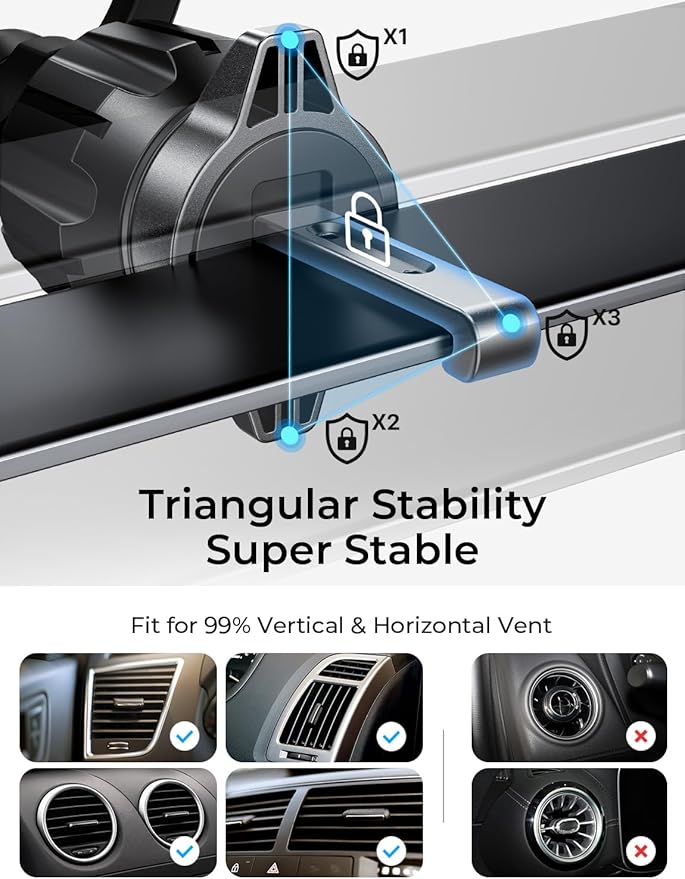 LISEN for MagSafe Car Mount,Car Accessories for Women Men [2025 Ultra] Magnetic Phone Holder for Car 360 Dashboard Vent Phone Mount for Car Organization iPhone 16 15 14 13 12 Pro Plus Mini, Black