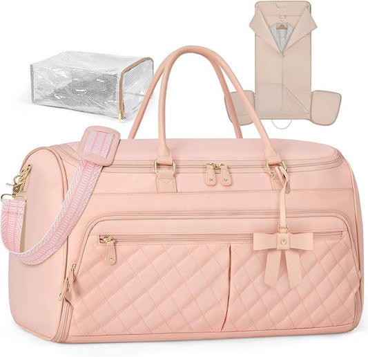 RAINSMORE Garment Bags for Travel Women Convertible Garment Duffle Bag for Hanging Clothes, Large Carry On Garment Bag with Shoe Bag & Wet Pocket, Foldable Dress Suit Business Travel Weekender Bags