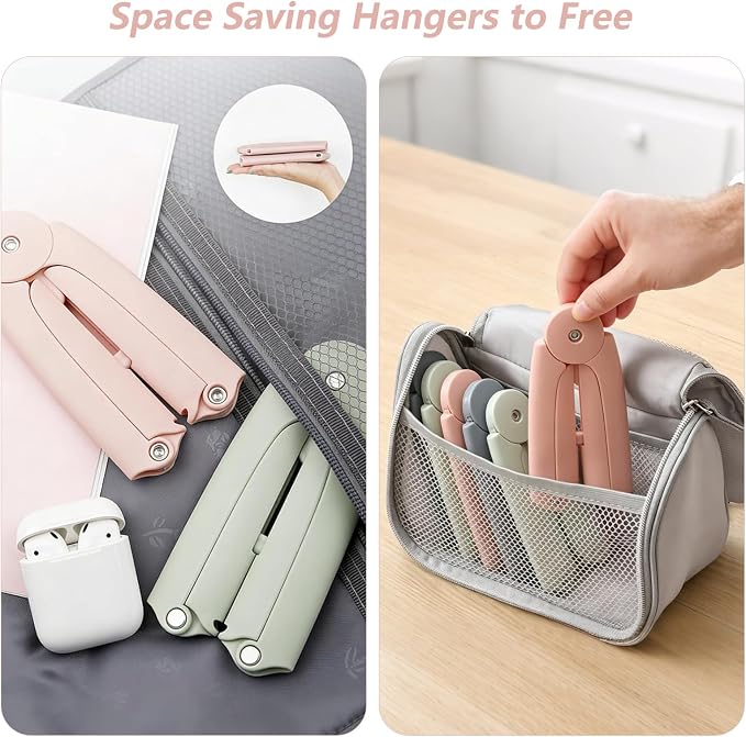 SALLO Foldable Travel Hangers 6 Pack – Portable Collapsible Clothes Hangers for Suitcase, Cruise, Hotel & Camping – Space Saving Lightweight Design