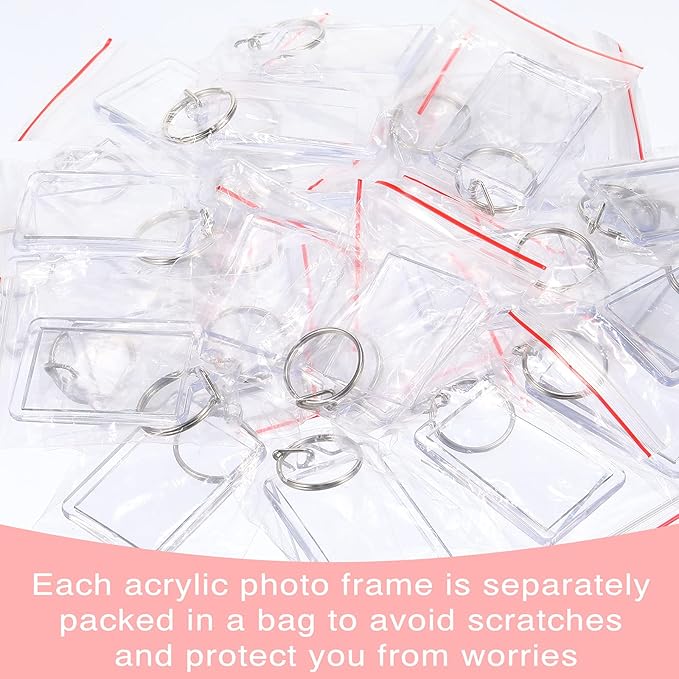 Yaomiao Acrylic Photo Frame Keychain Holder Photo Picture Insert Blank Keyring for DIY Craft