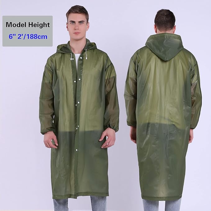YDYJKI 2 Pack Waterproof Rain Ponchos for Adults-Reusable Emergency Raincoats with Hoodand Drawstring -Lightweight Ponchos