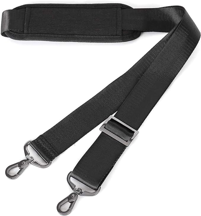 MOSISO 56 inch Shoulder Strap, Adjustable Thick Soft Universal Replacement Non-Slip Fit Padded with Metal Swivel Hooks for Laptop Shoulder Bag/Laptop Messenger Bag/Crossbody Bag, Black
