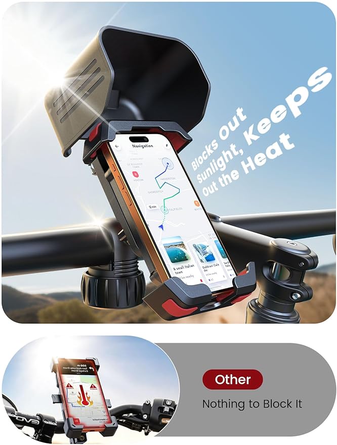 Pnitri Bike Phone Holder for iPhone, Samsung, 1S Quick Install Handlebar Mount, Motorcycle and Bicycle Phone Holder, Large Phone Case Compatible