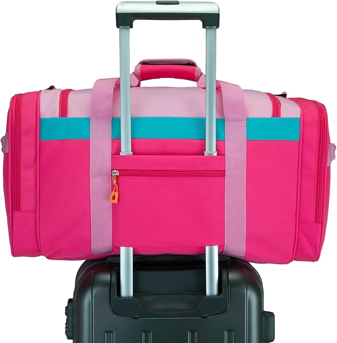 Large Kids Duffle Bag for Travel, Overnight, or Weekender, 22" inch (Pink Rose)