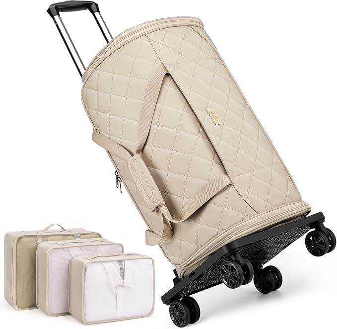 Rolling Garment Bags for Travel - Carry on Convertible Garment Duffle Bags with Wheels for Men Women, 4 in 1 Large Travel Duffel Bags with Shoes Compartment Hanging Suit Dress Weekender Bag 4pcs Set