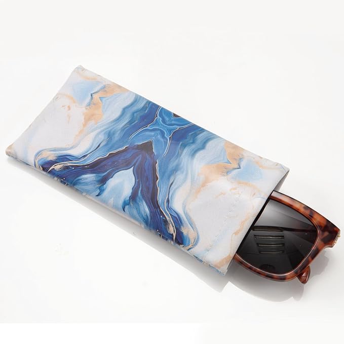 TRIUMPH VISION Squeeze Leather Sunglasses Pouch - 3 Pack Glasses Case Soft Eyeglass Sleeve Pouch Holder
