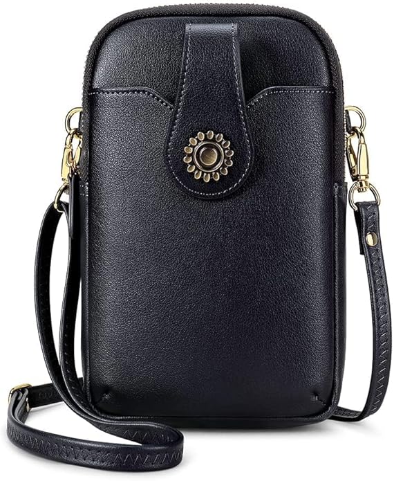 Peacocktion Small Crossbody Bags for Women, Leather RFID Cell Phone Purse, Trendy Travel Crossbody Purses with Zipper