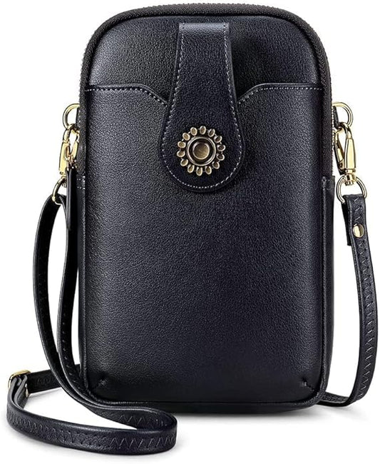 Peacocktion Small Crossbody Bags for Women, Leather RFID Cell Phone Purse, Trendy Travel Crossbody Purses with Zipper