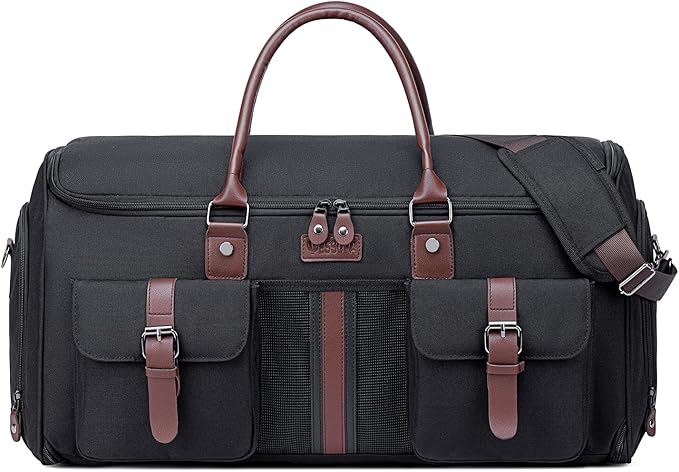 Carry on Garment Bag,Vessgra 2 in 1 Duffle Bag for Travel Convertible Garment Duffel Bags for Men Women Inner Dry/Wet Compartment Suit Bag Travel with Shoe Compartment Bussiness Weekender Trip,Black