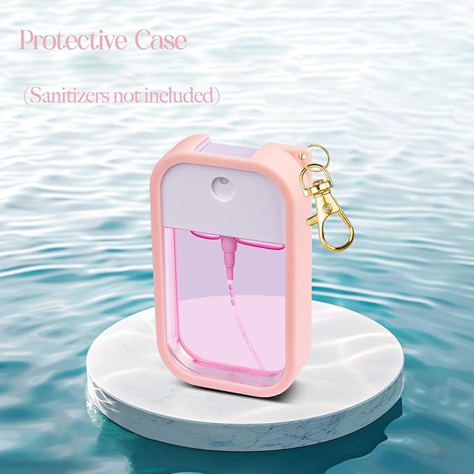 Silicone Case Compatible with Touchland Hand Sanitizer Spray, Protective Case with Keychain for Power Mist and Glow Mist 1 fl oz, Hand Sanitizer Spray Accessory (Pink, 1 Pack)