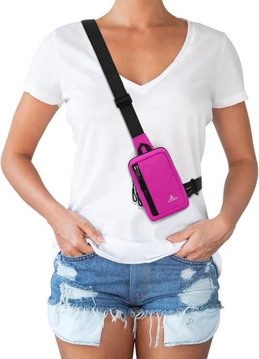 Peicees Small Crossbody Bag for Men Women Mini Sling Bag Travel Running Phone Daypack Cross Body Shoulder Bags, 2 Sizes, Mini Rose