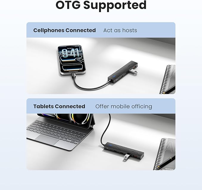 VENTION 10Gbps USB 3.2 Hub, USB Hub with 4 USB 3.2 Ports(USB A*2 Type C*2), PD 100W Chrging USB 3.2 Gen 2 Splitter USB Expander, Black
