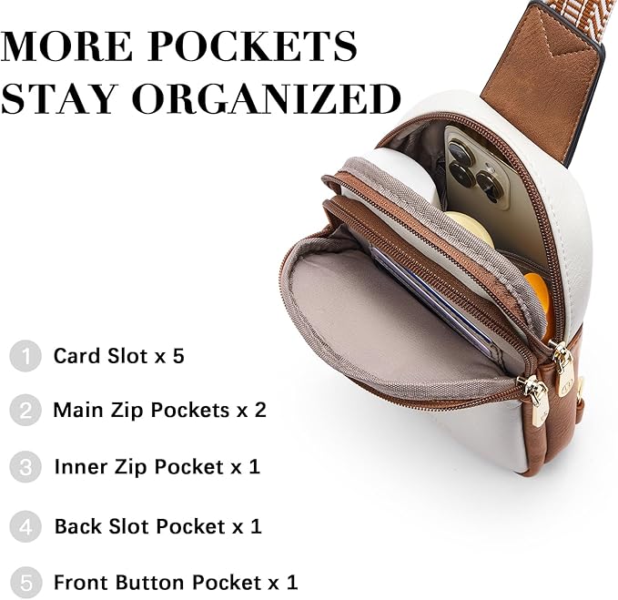 BOSTANTEN Sling Bag Crossbody Bags for Women Trendy Crossbody Purse Leather Chest Bag