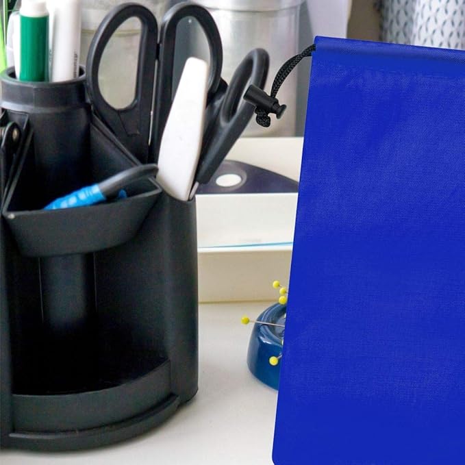 PALTERWEAR Drawstring Pouch with Toggle (6 x 8 Inch - 12 Pack - Blue) Nylon Cinch and Ditty Bag for Travel, Office and Storage