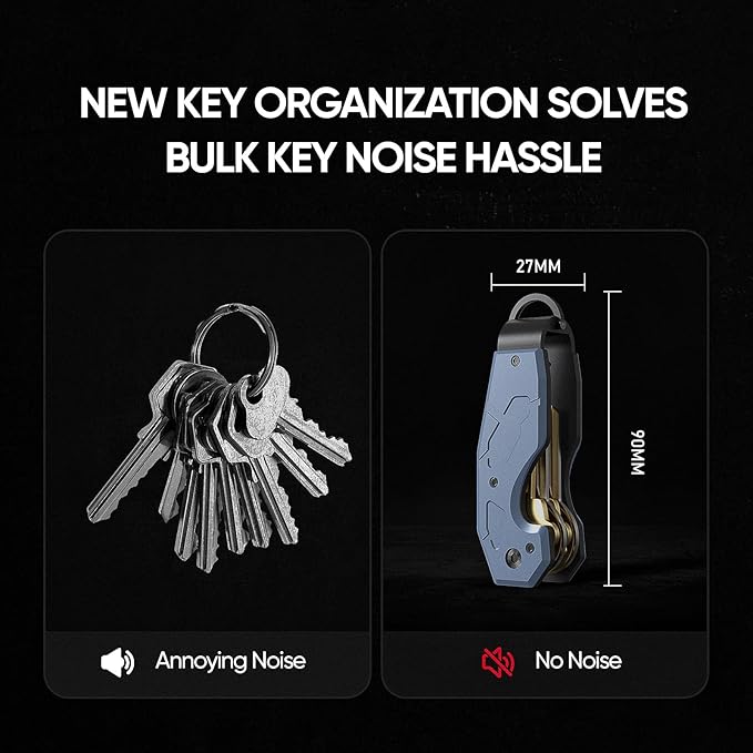QEG Key Organizer,Keyholder Keychain, Compact Metal Key Case, Minimalist Key Fob,Keychain For Men,Holds 2-6keys